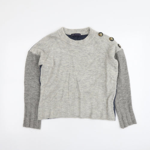 Marks and Spencer Womens Grey Round Neck Acrylic Pullover Jumper Size M
