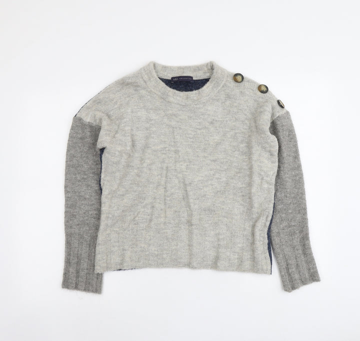 Marks and Spencer Womens Grey Round Neck Acrylic Pullover Jumper Size M