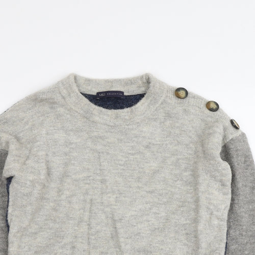 Marks and Spencer Womens Grey Round Neck Acrylic Pullover Jumper Size M