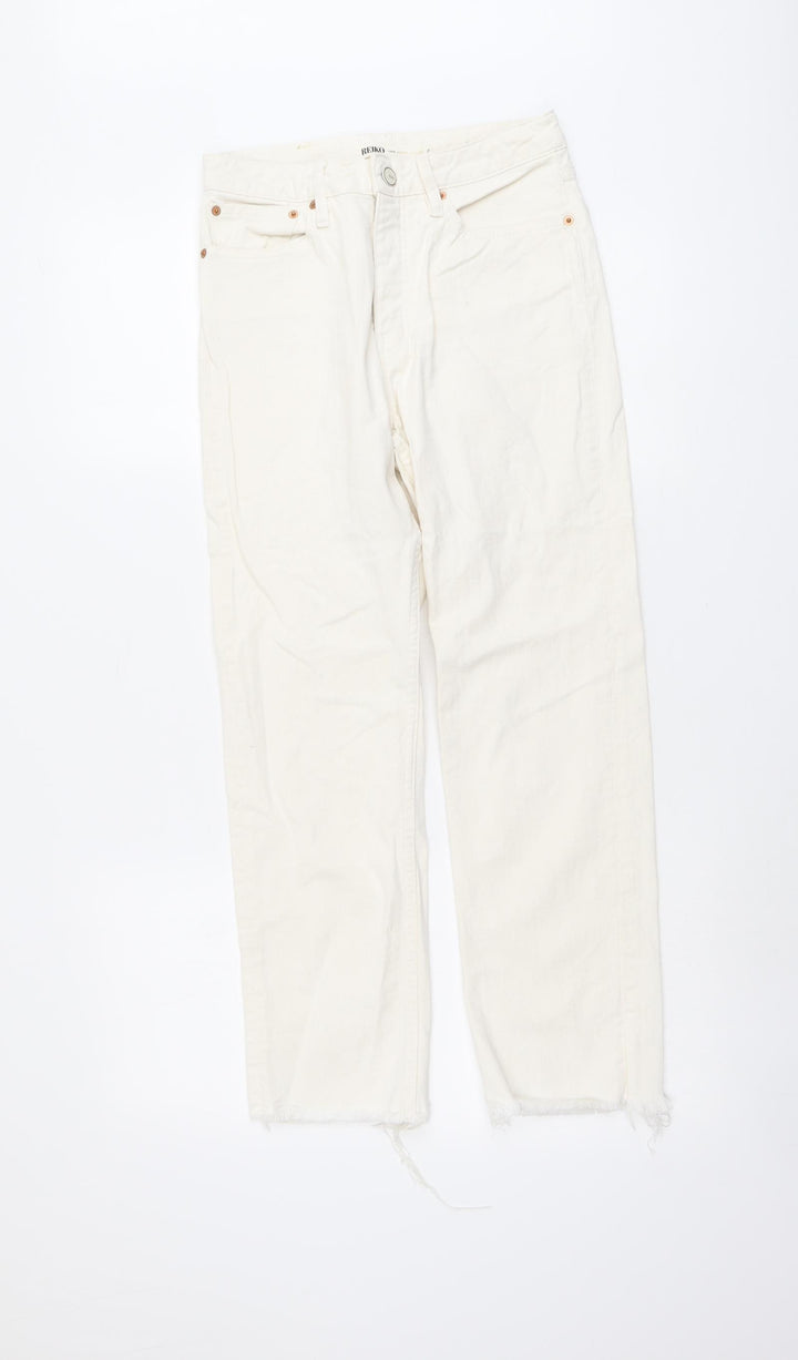 Reiko Womens Ivory Cotton Straight Jeans Size 25 in L25 in Regular Button