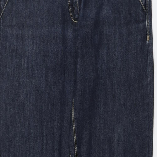 Gina Womens Blue Cotton Straight Jeans Size 14 L31 in Regular Button