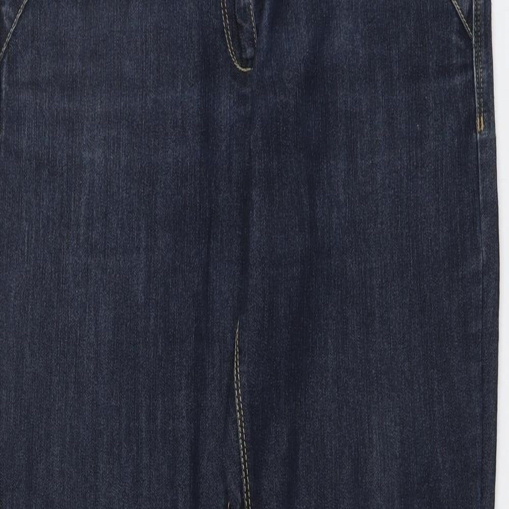 Gina Womens Blue Cotton Straight Jeans Size 14 L31 in Regular Button
