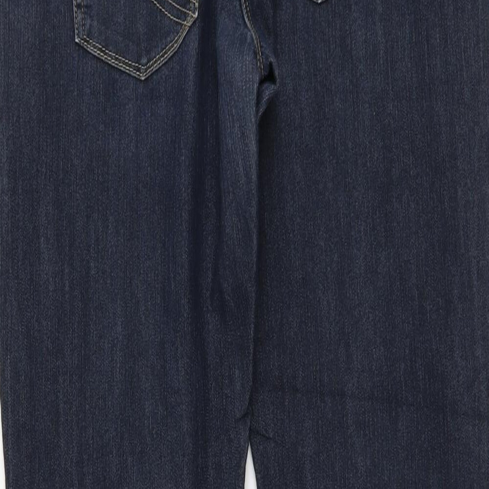 Gina Womens Blue Cotton Straight Jeans Size 14 L31 in Regular Button