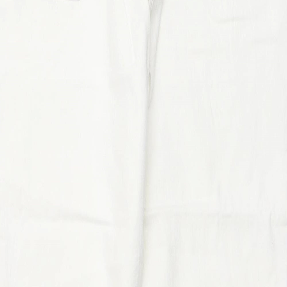 NEXT Womens Ivory Cotton Straight Jeans Size 14 L25 in Slim Button