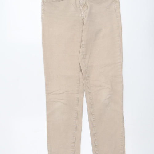 H&M Womens Beige Cotton Straight Jeans Size 8 L31 in Regular Button