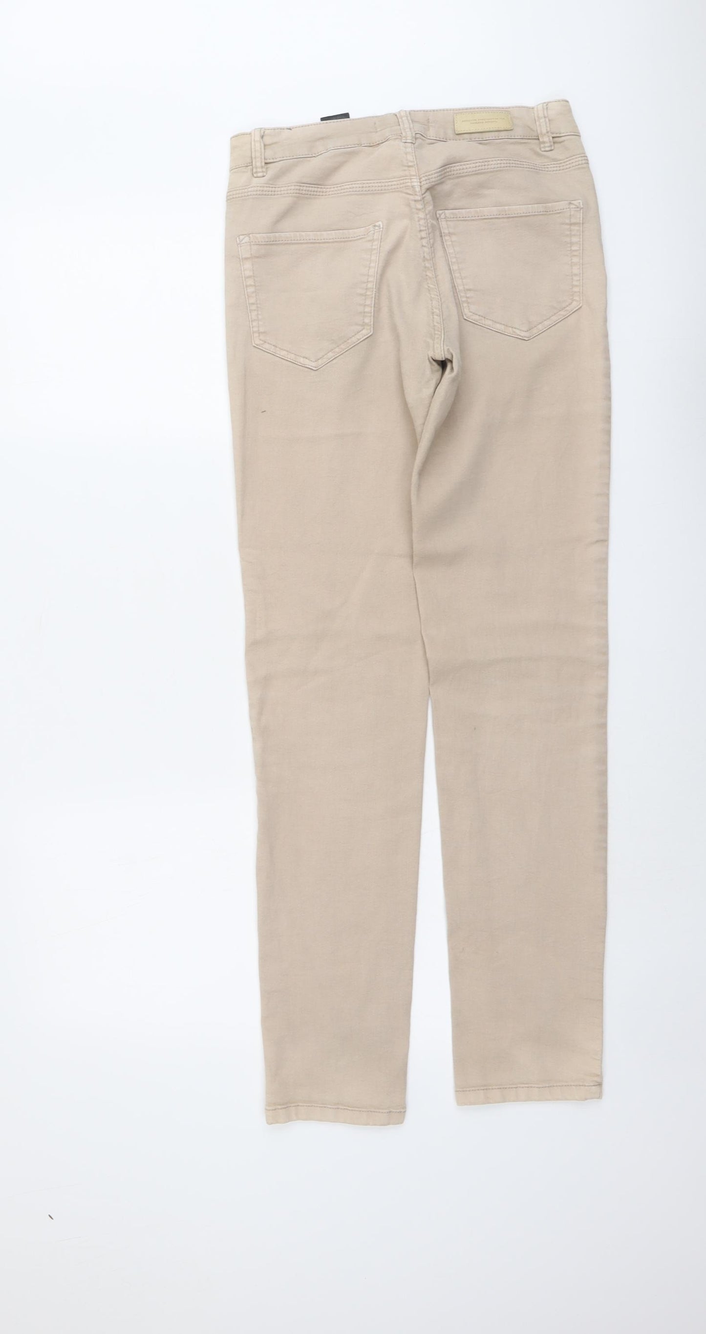 H&M Womens Beige Cotton Straight Jeans Size 8 L31 in Regular Button