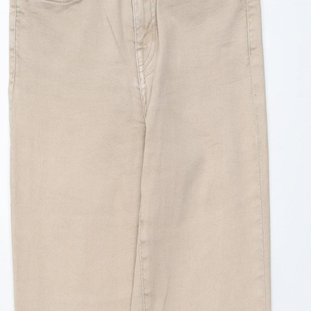 H&M Womens Beige Cotton Straight Jeans Size 8 L31 in Regular Button