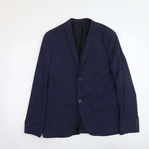 H&M Mens Blue Polyester Jacket Suit Jacket Size M Regular