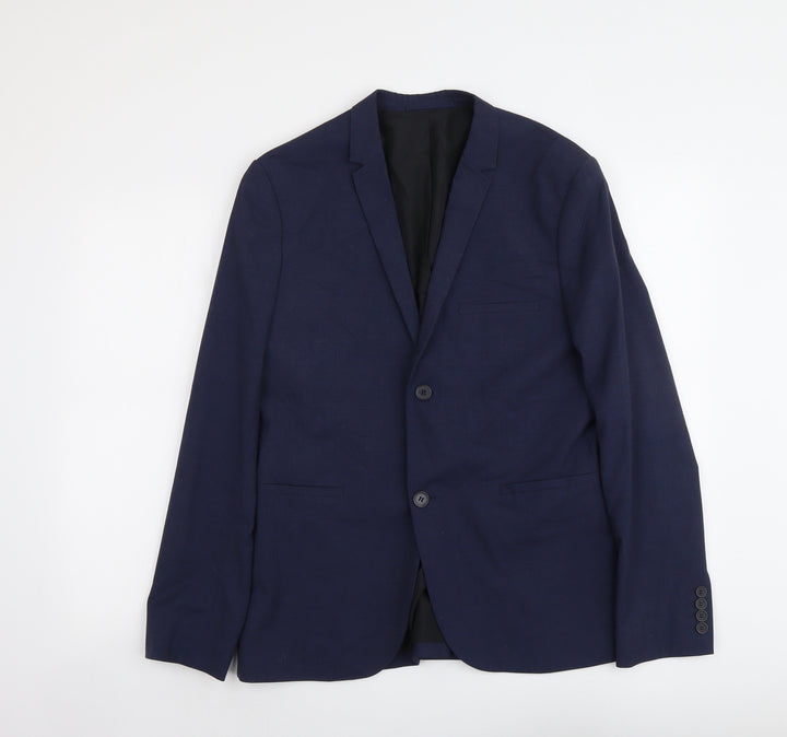 H&M Mens Blue Polyester Jacket Suit Jacket Size M Regular