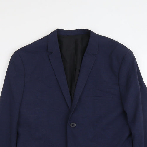 H&M Mens Blue Polyester Jacket Suit Jacket Size M Regular