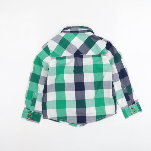 True Dudes Boys Green Plaid Cotton Basic Button-Up Size 4-5 Years Collared Button