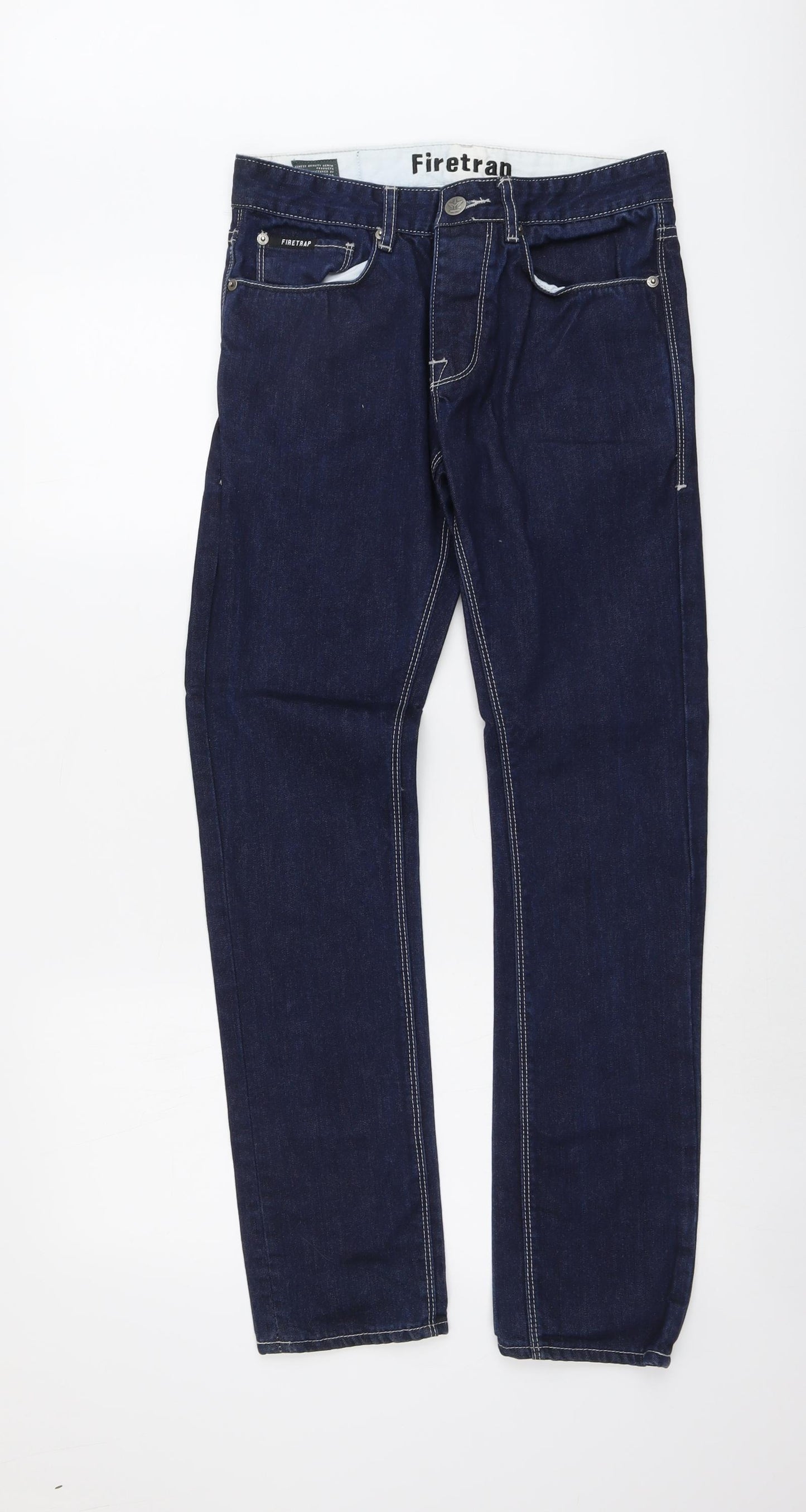 Firetrap Mens Beige Cotton Straight Jeans Size 28 in L31 in Regular Button