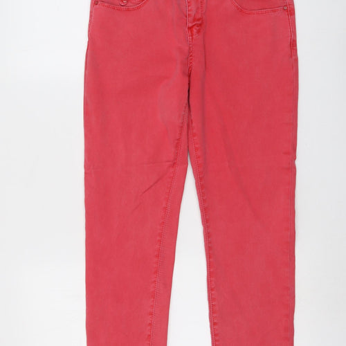 New Look Womens Pink Cotton Straight Jeans Size 10 L26 in Regular Button