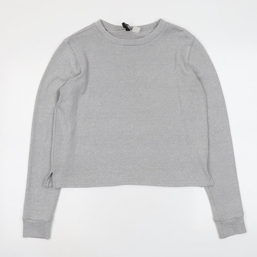 H&M Womens Grey Round Neck Polyester Pullover Jumper Size S