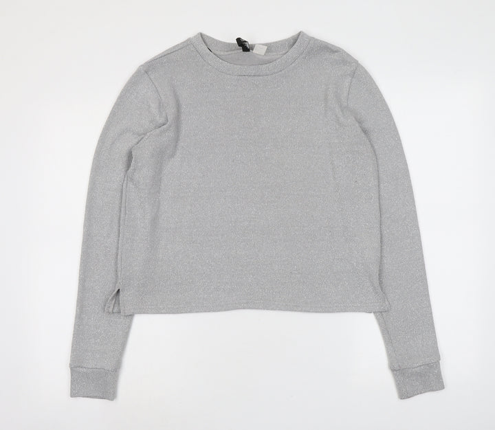 H&M Womens Grey Round Neck Polyester Pullover Jumper Size S
