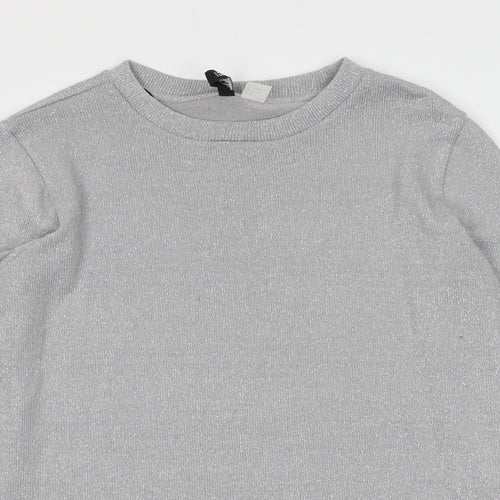 H&M Womens Grey Round Neck Polyester Pullover Jumper Size S