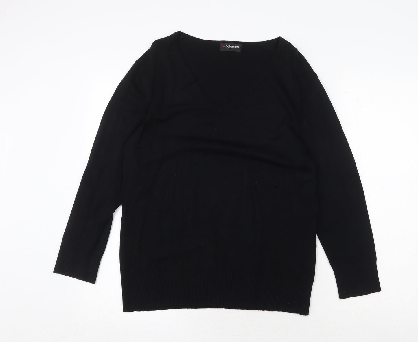 Bonmarché Womens Black V-Neck Viscose Pullover Jumper Size M
