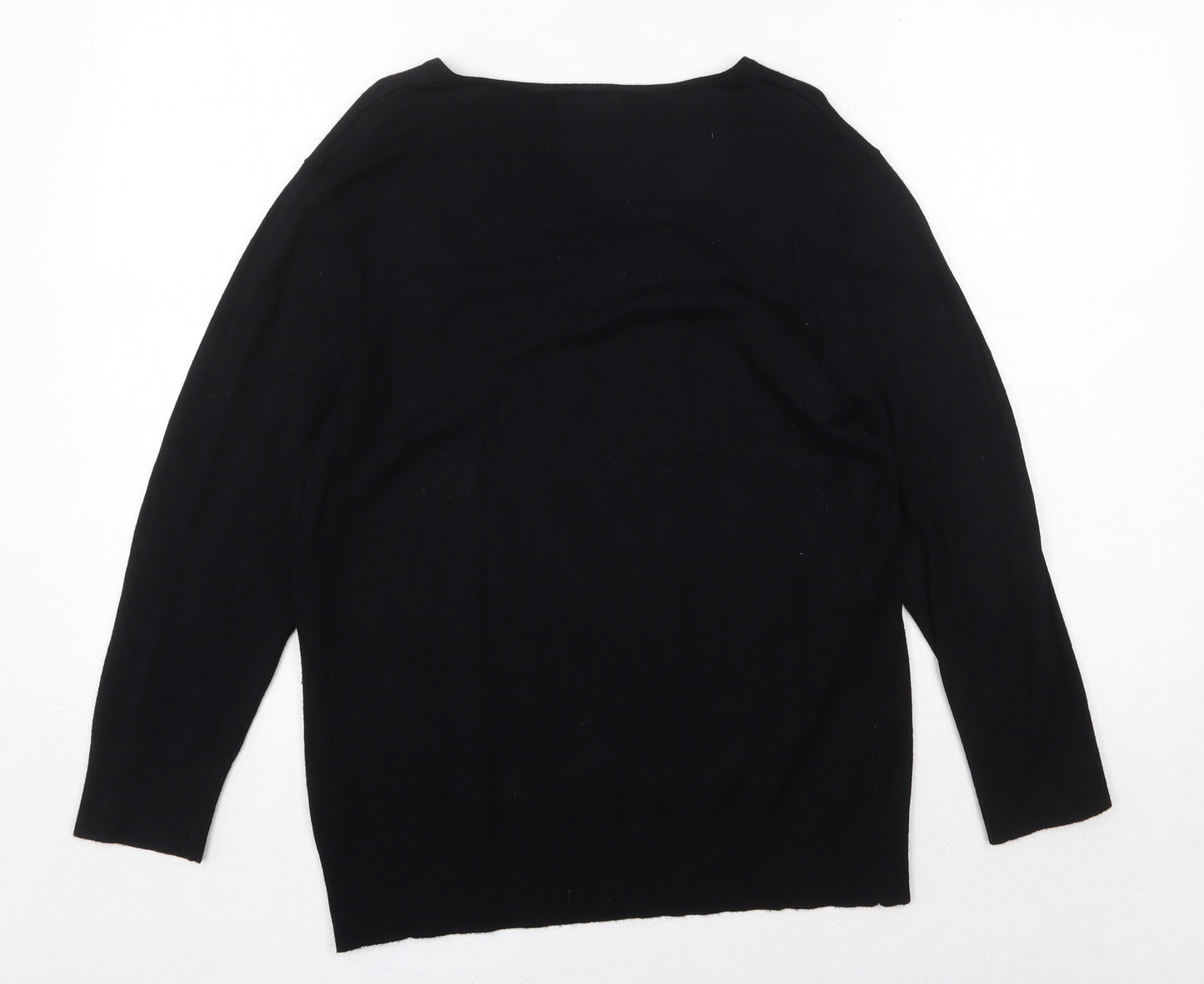 Bonmarché Womens Black V-Neck Viscose Pullover Jumper Size M