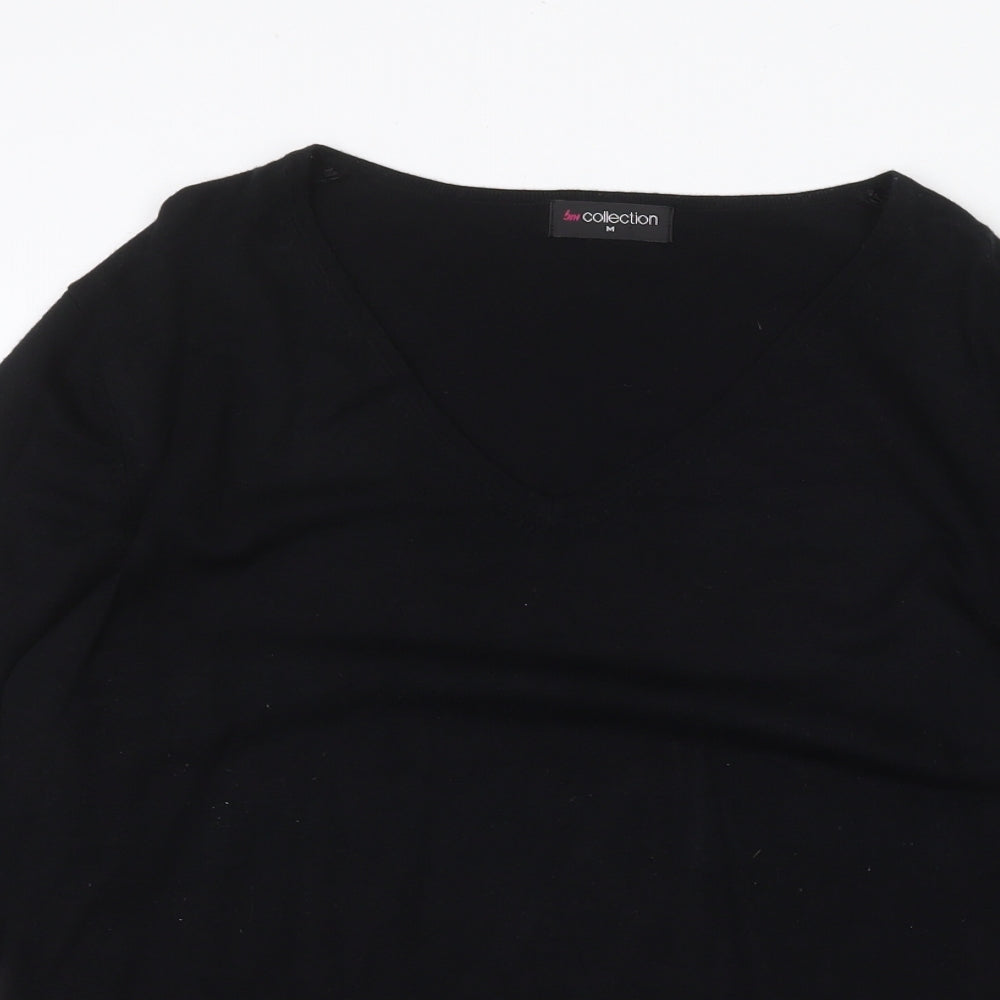 Bonmarché Womens Black V-Neck Viscose Pullover Jumper Size M