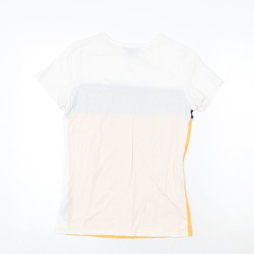 New Look Womens Multicoloured Geometric Cotton Basic T-Shirt Size 6 Round Neck