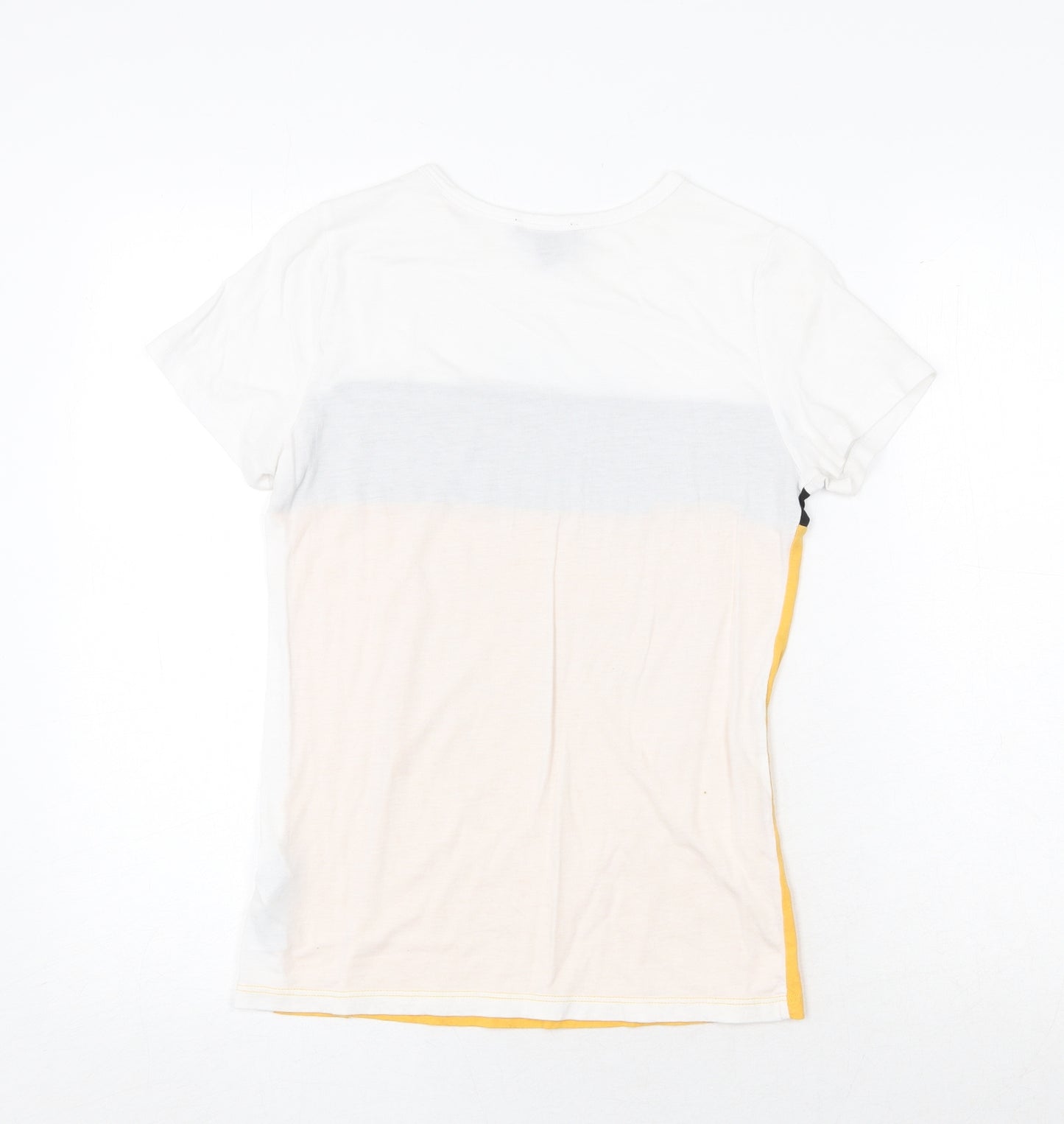New Look Womens Multicoloured Geometric Cotton Basic T-Shirt Size 6 Round Neck
