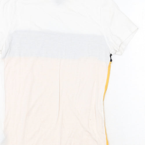New Look Womens Multicoloured Geometric Cotton Basic T-Shirt Size 6 Round Neck