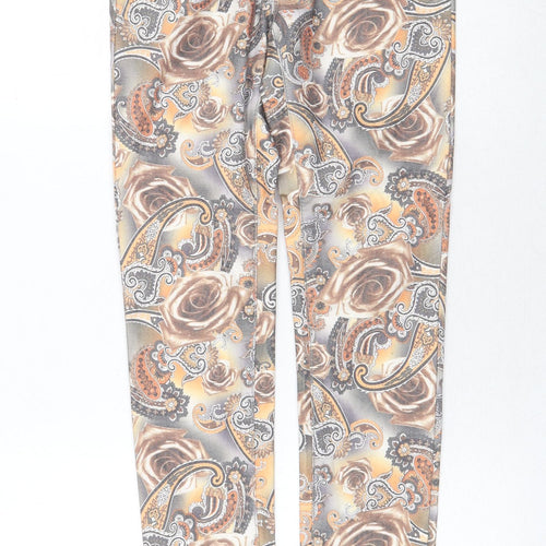 Elegants Deluxe Womens Multicoloured Geometric Cotton Skinny Jeans Size S Regular