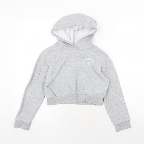 River Island Girls Grey Cotton Pullover Hoodie Size 7-8 Years Pullover