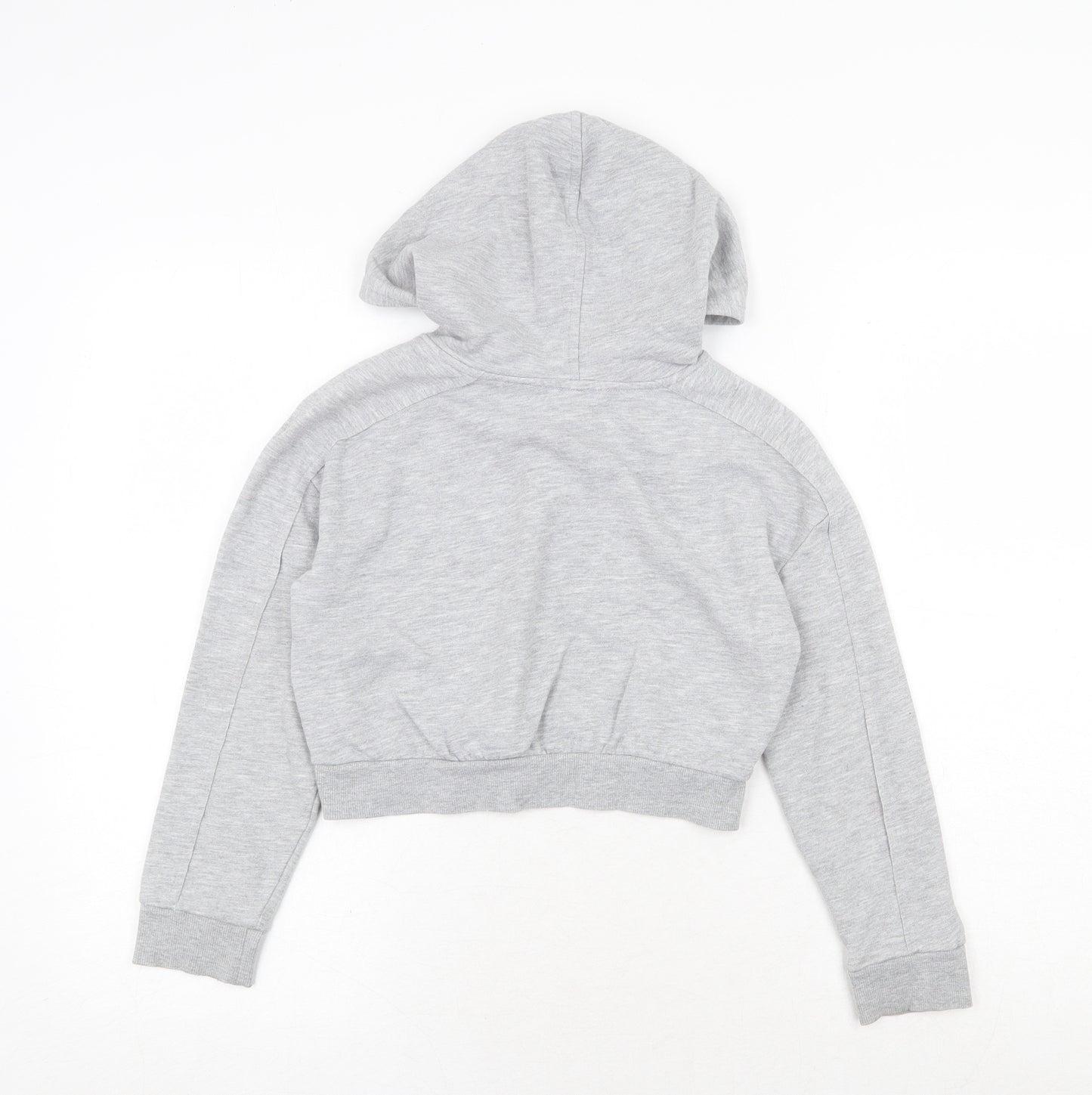 River Island Girls Grey Cotton Pullover Hoodie Size 7-8 Years Pullover