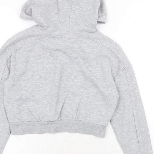 River Island Girls Grey Cotton Pullover Hoodie Size 7-8 Years Pullover