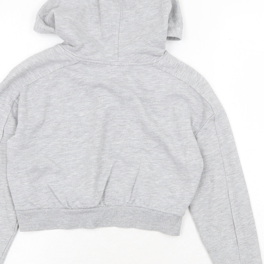 River Island Girls Grey Cotton Pullover Hoodie Size 7-8 Years Pullover