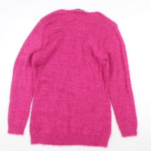 Studio Womens Pink V-Neck Polyester Tunic Jumper Size 8