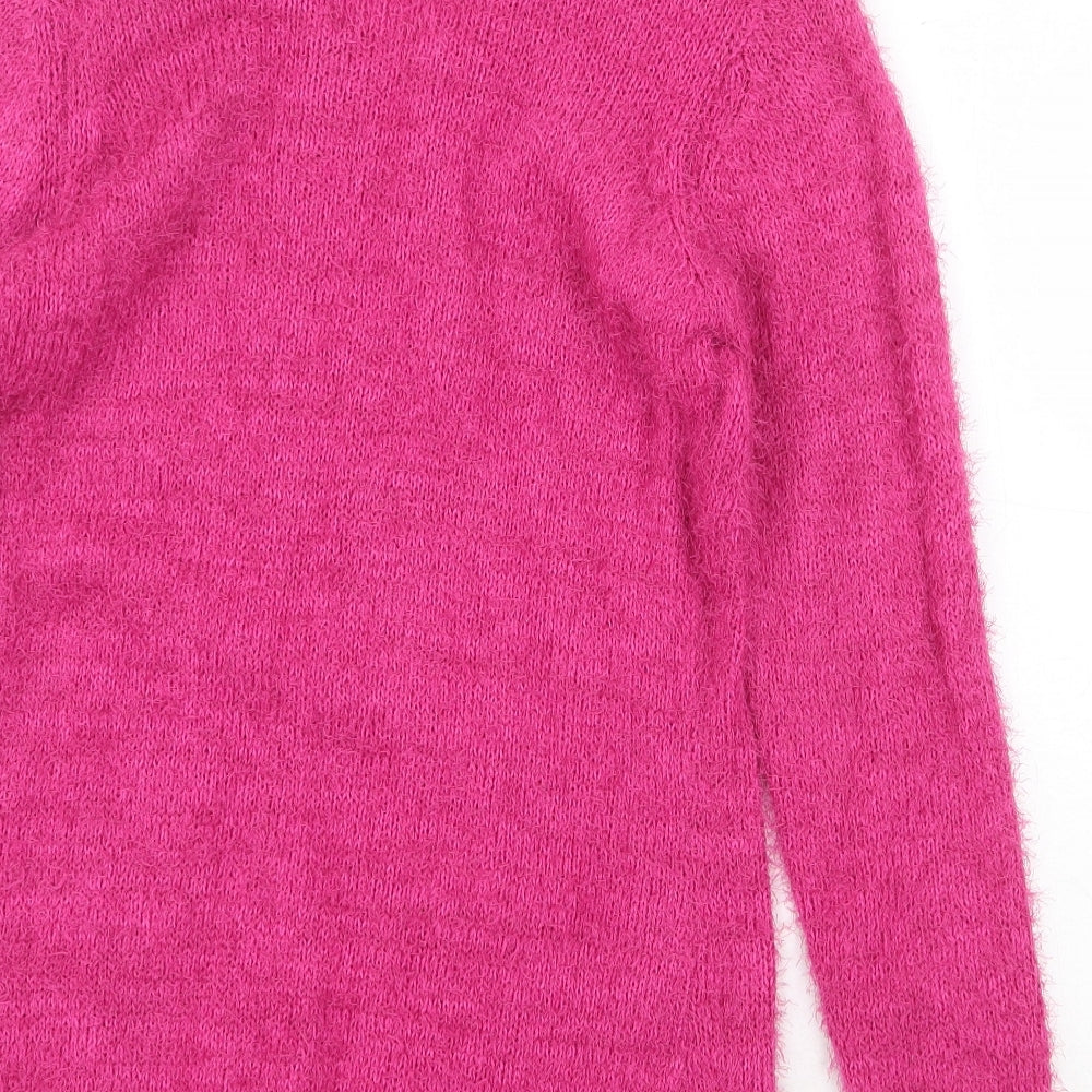 Studio Womens Pink V-Neck Polyester Tunic Jumper Size 8