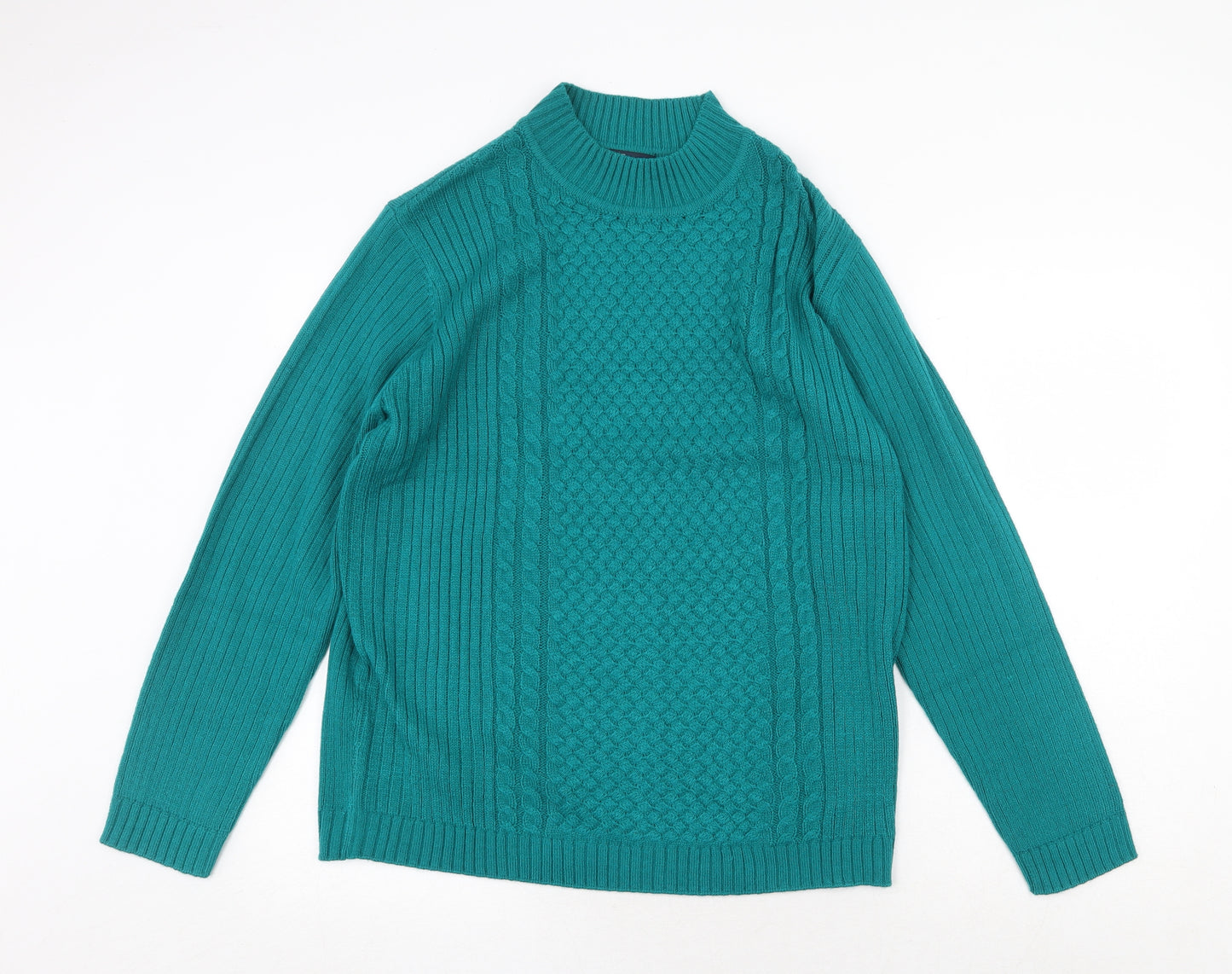 EWM Womens Green Round Neck Acrylic Pullover Jumper Size L - Size 18-20