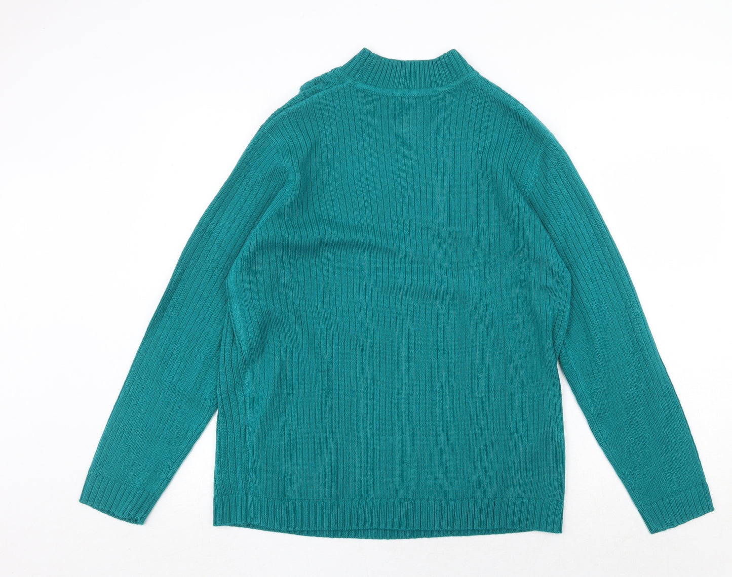 EWM Womens Green Round Neck Acrylic Pullover Jumper Size L - Size 18-20