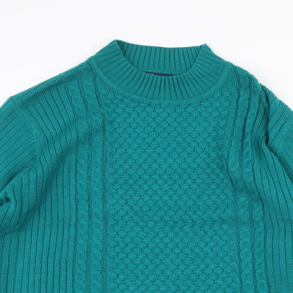 EWM Womens Green Round Neck Acrylic Pullover Jumper Size L - Size 18-20