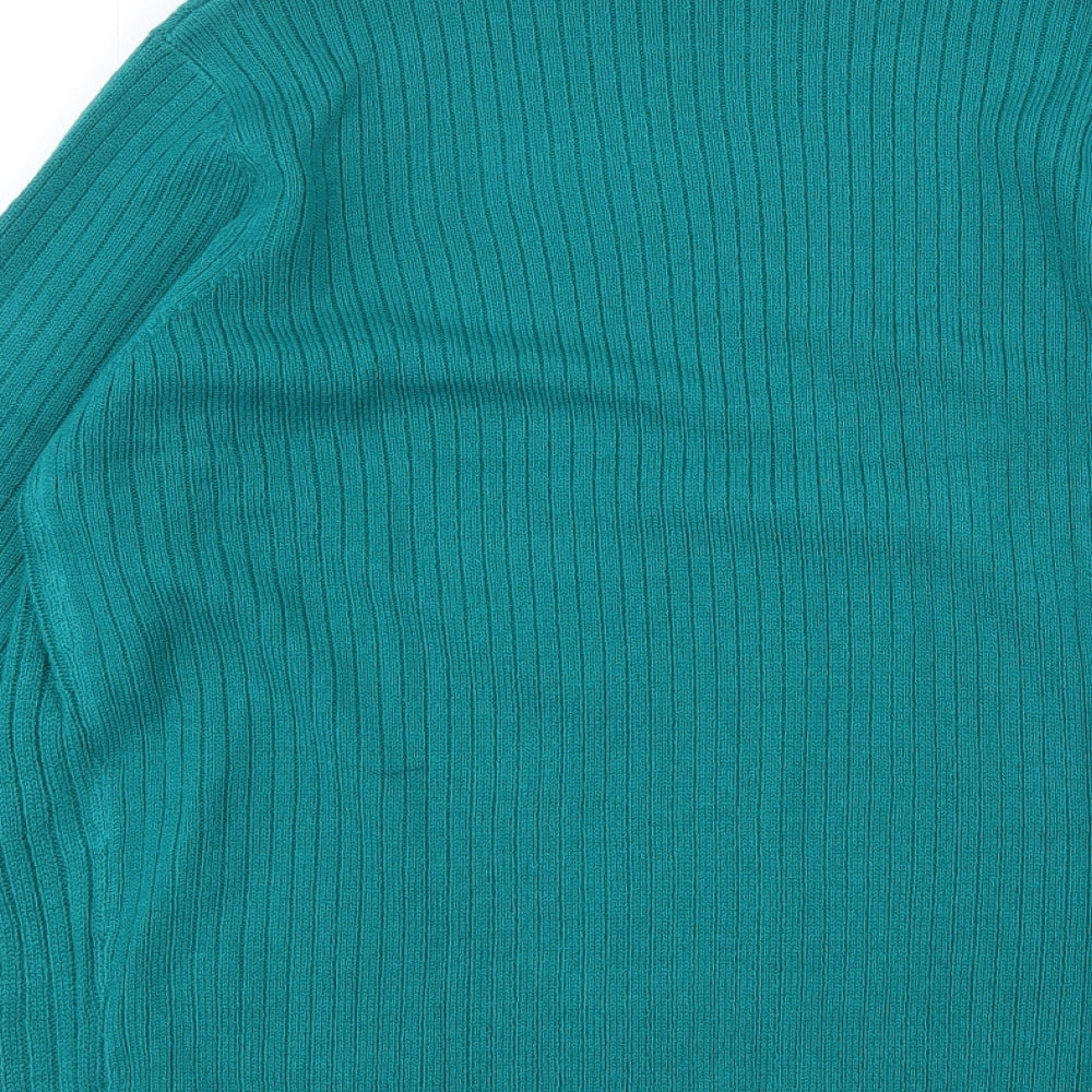 EWM Womens Green Round Neck Acrylic Pullover Jumper Size L - Size 18-20