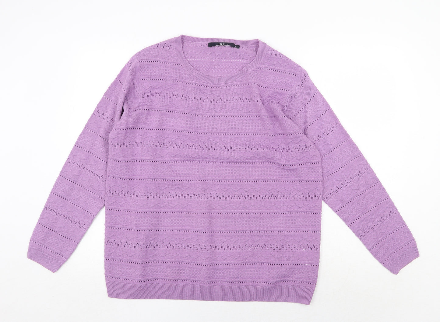 EWM Womens Purple Round Neck Acrylic Pullover Jumper Size L - Size 18-20