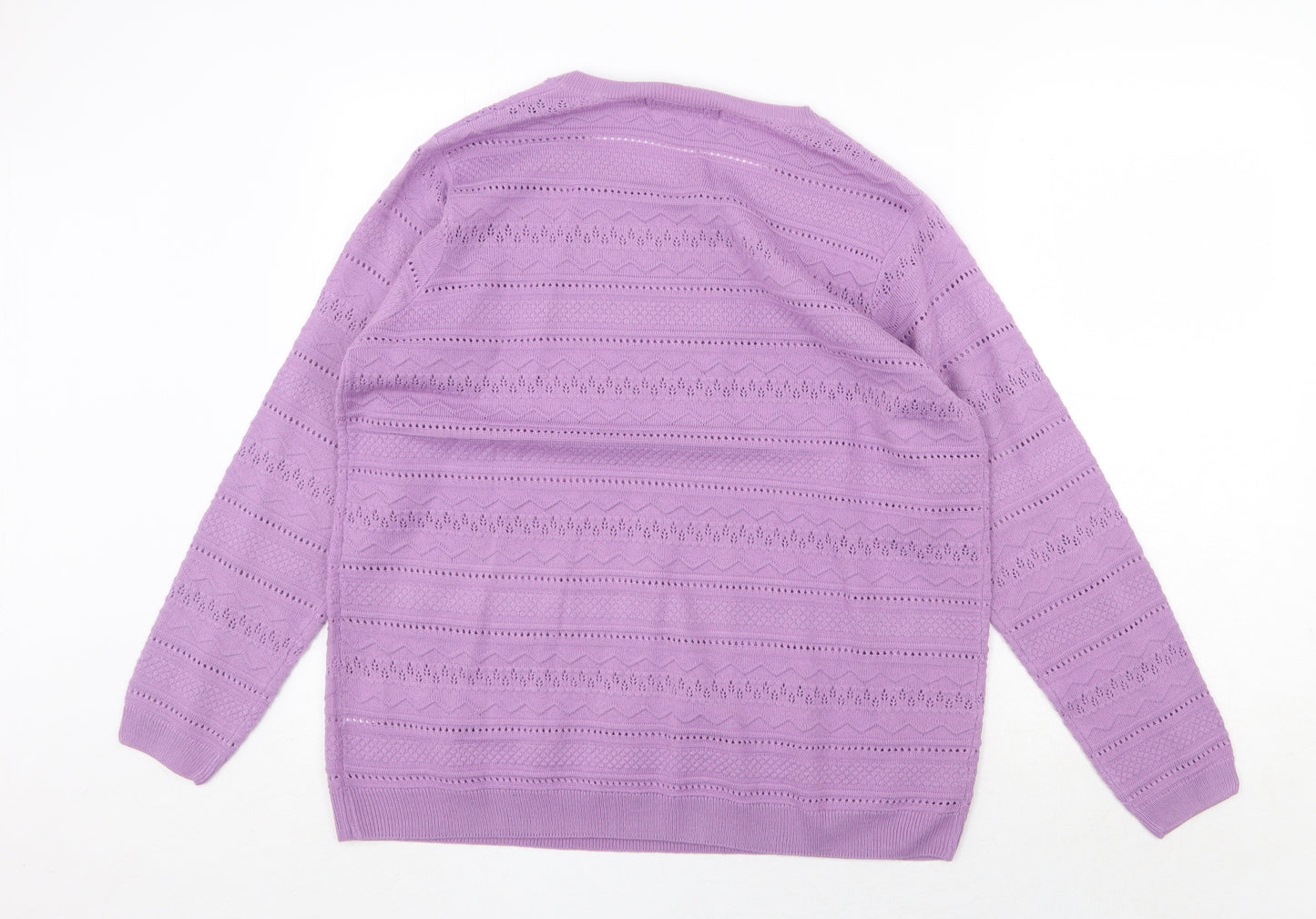 EWM Womens Purple Round Neck Acrylic Pullover Jumper Size L - Size 18-20