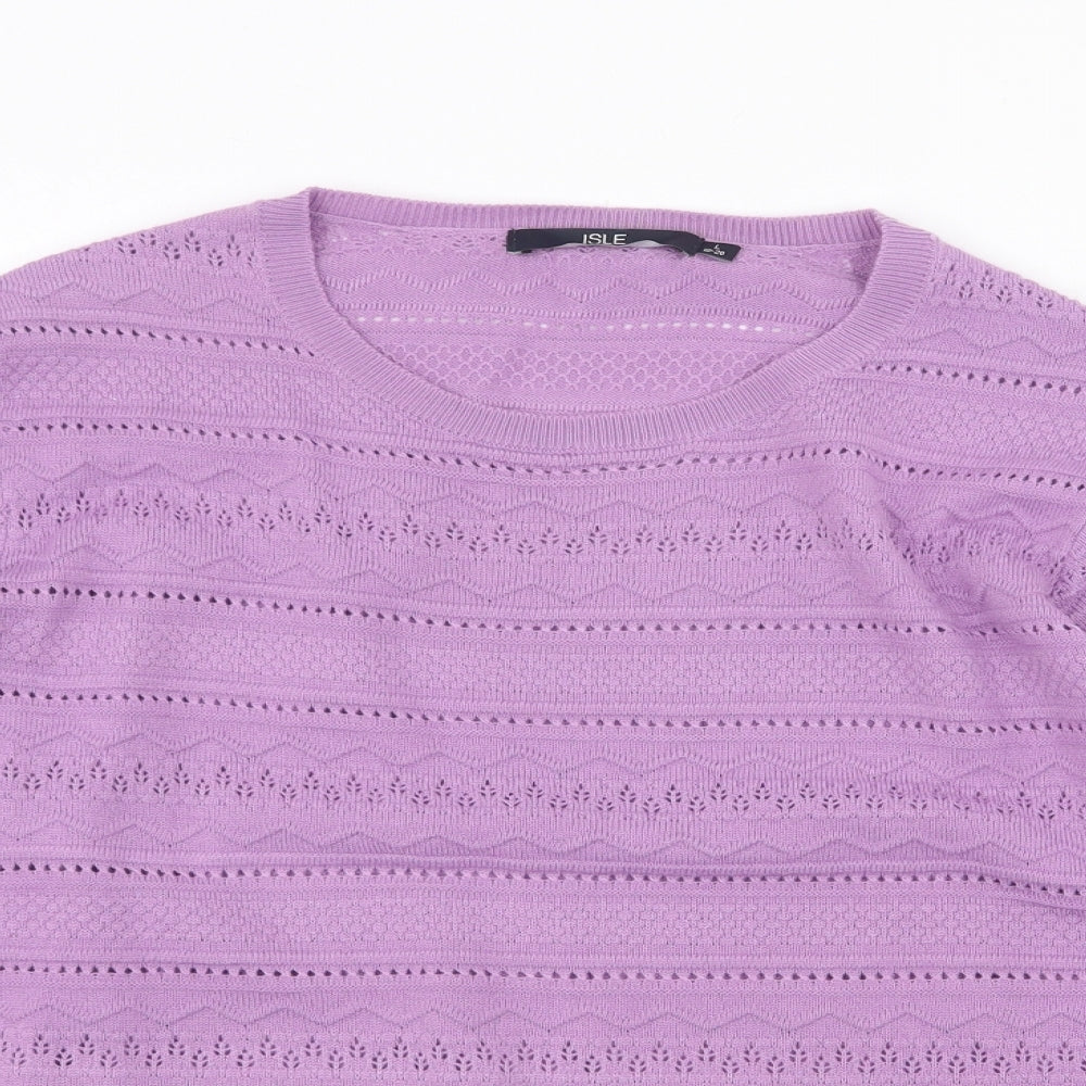 EWM Womens Purple Round Neck Acrylic Pullover Jumper Size L - Size 18-20
