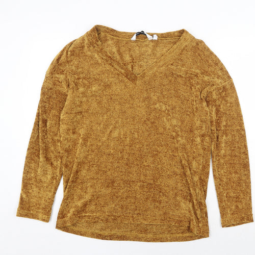 Capsule Womens Yellow Square Neck Polyester Pullover Jumper Size 12