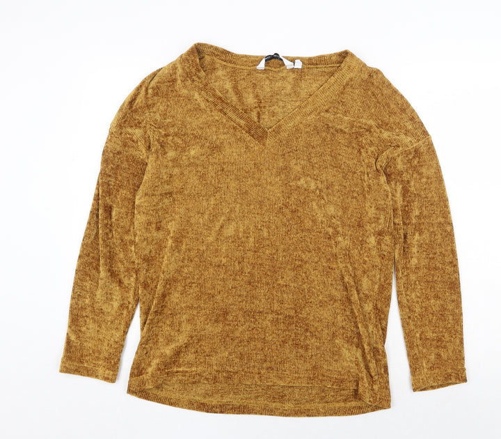 Capsule Womens Yellow Square Neck Polyester Pullover Jumper Size 12