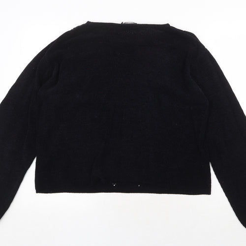 Vipucci Couture Womens Black Round Neck Acrylic Pullover Jumper Size L