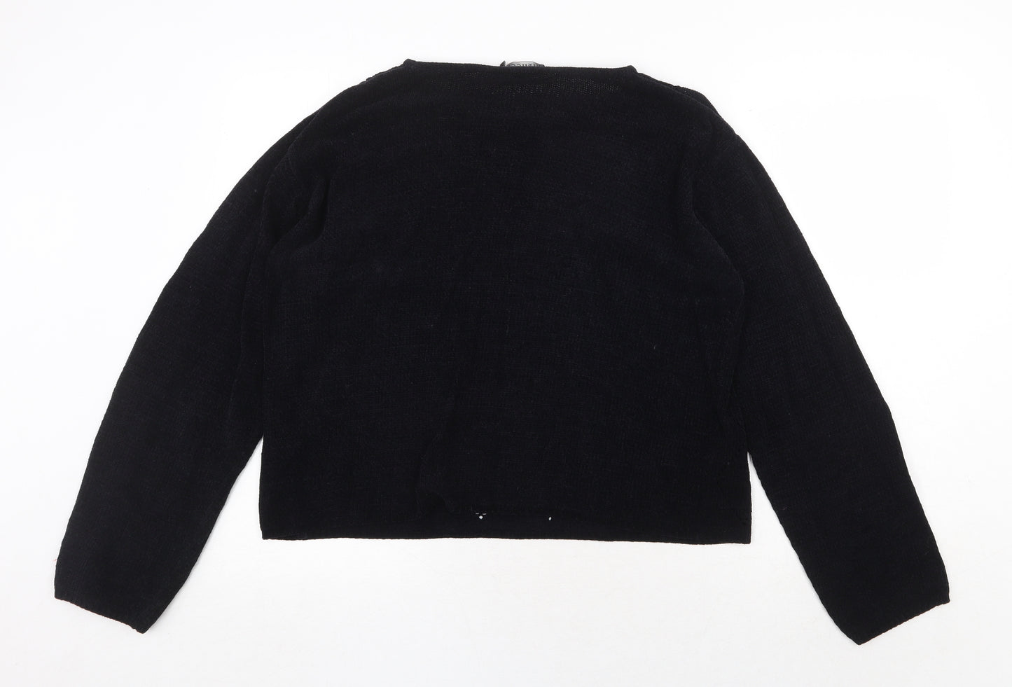 Vipucci Couture Womens Black Round Neck Acrylic Pullover Jumper Size L