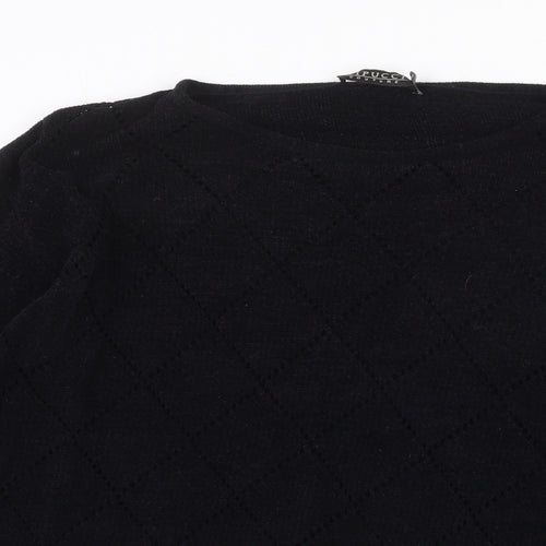 Vipucci Couture Womens Black Round Neck Acrylic Pullover Jumper Size L
