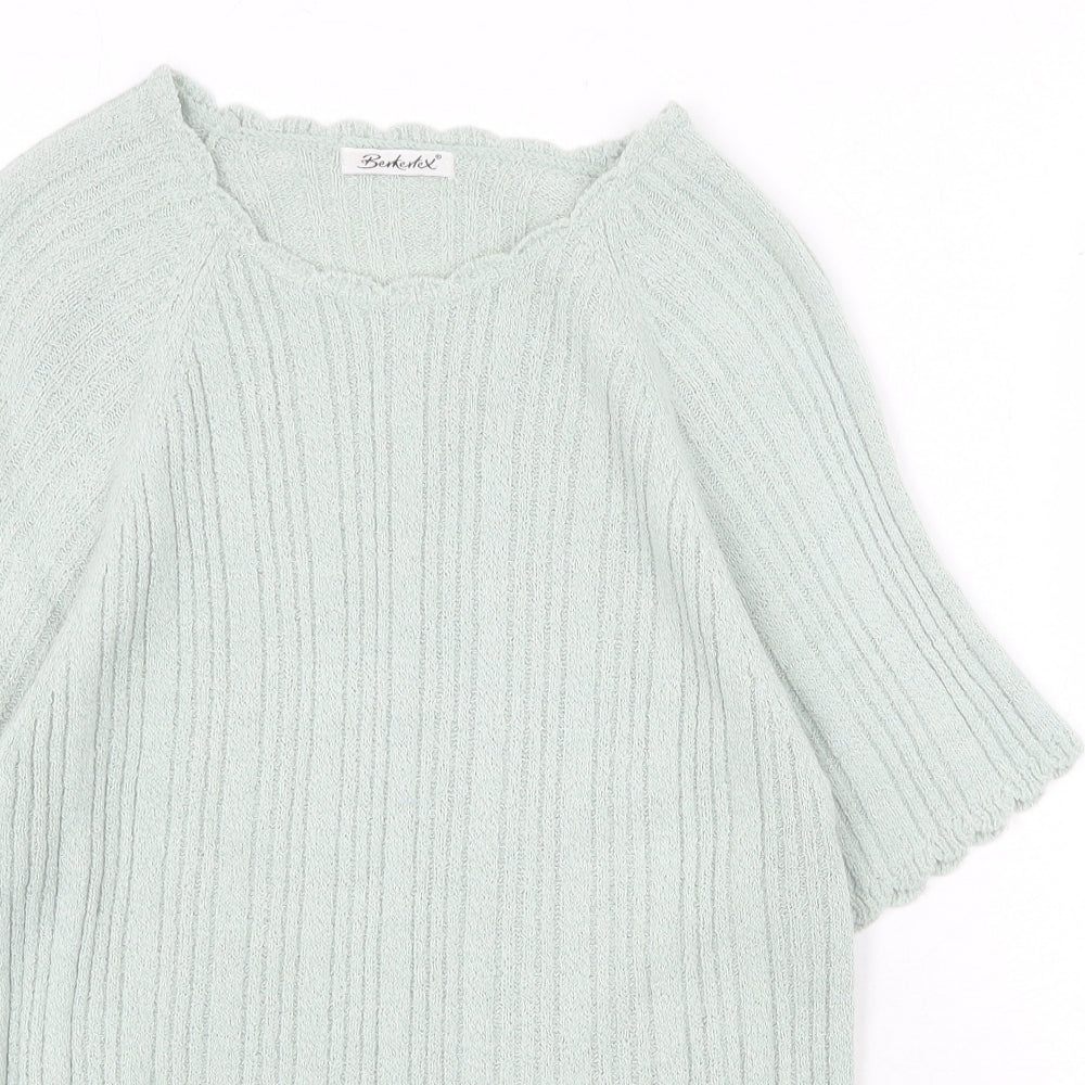 Berketex Womens Green Round Neck Acrylic Pullover Jumper Size 14