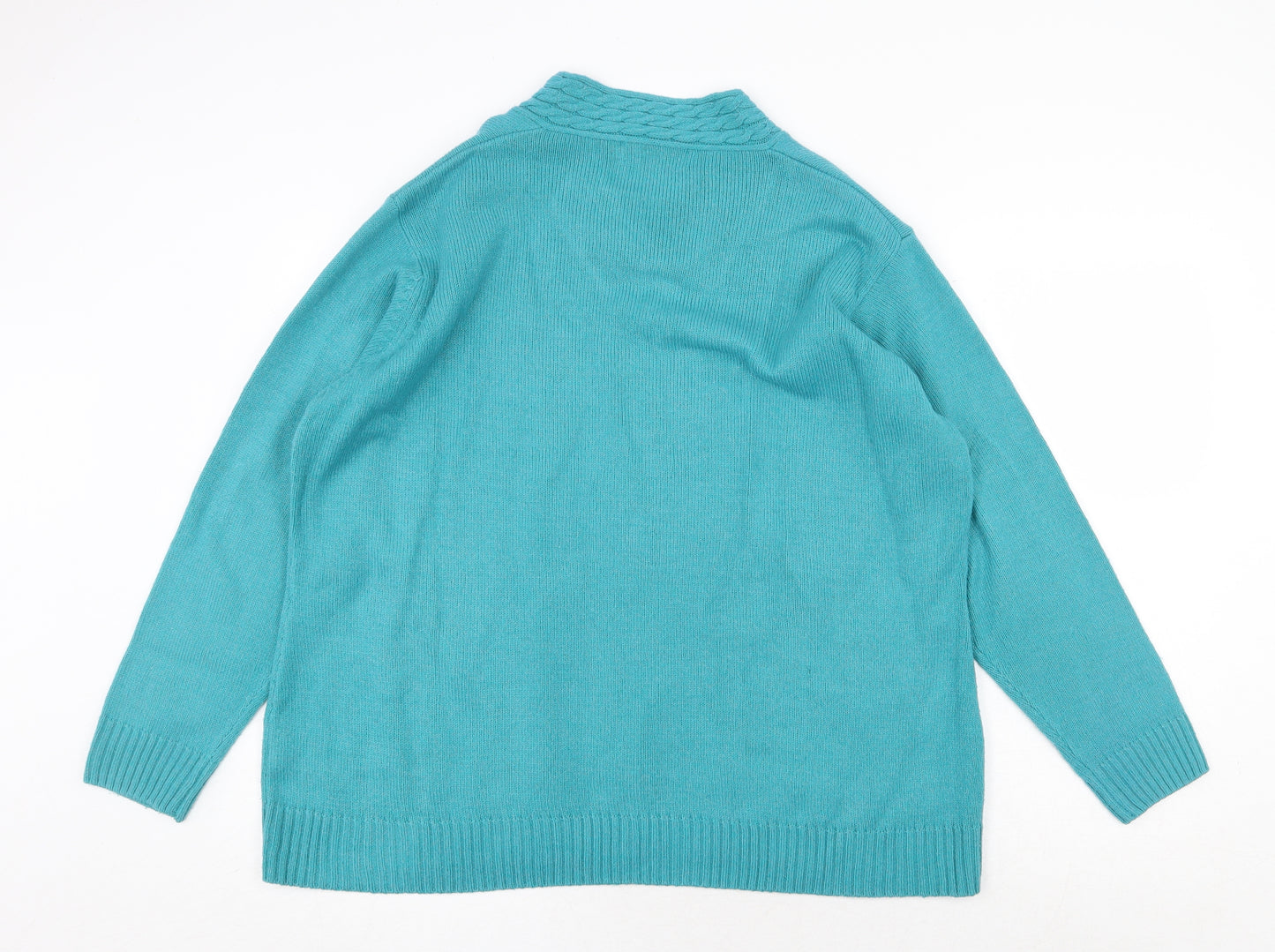 EWM Womens Green V-Neck Acrylic Pullover Jumper Size XL