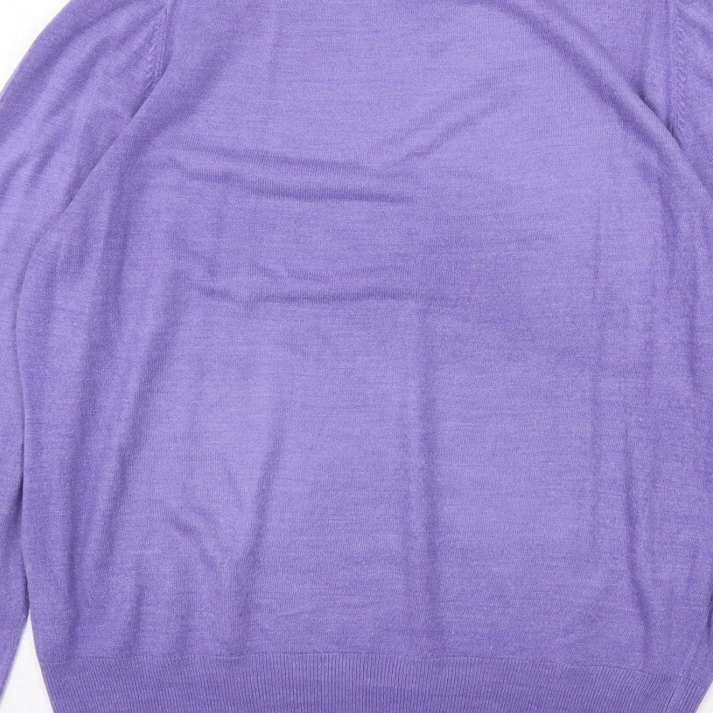 Marks and Spencer Womens Purple Round Neck Acrylic Pullover Jumper Size 18