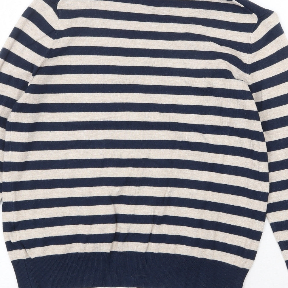 Marks and Spencer Womens Multicoloured V-Neck Striped Viscose Pullover Jumper Size 12