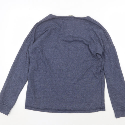 BIG STAR Womens Blue V-Neck Cotton Pullover Jumper Size S